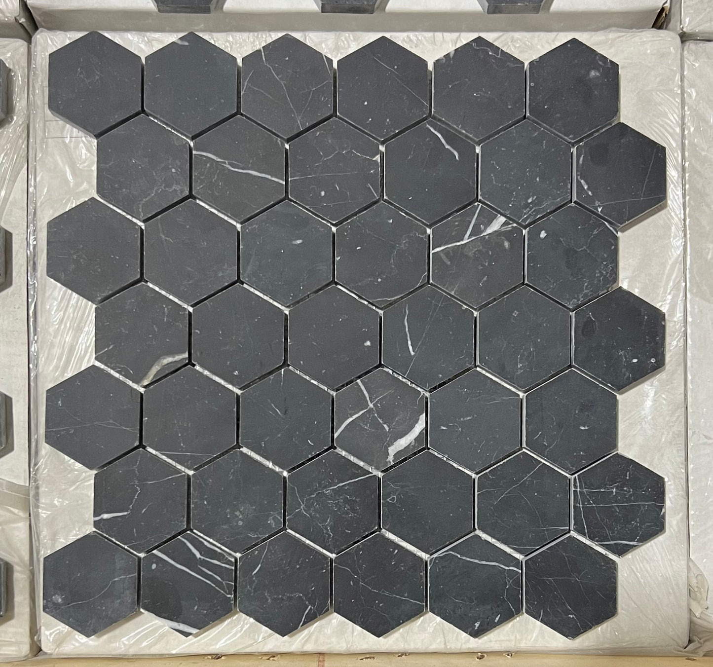 Nero Marquina 2" Hexagon Mosaic