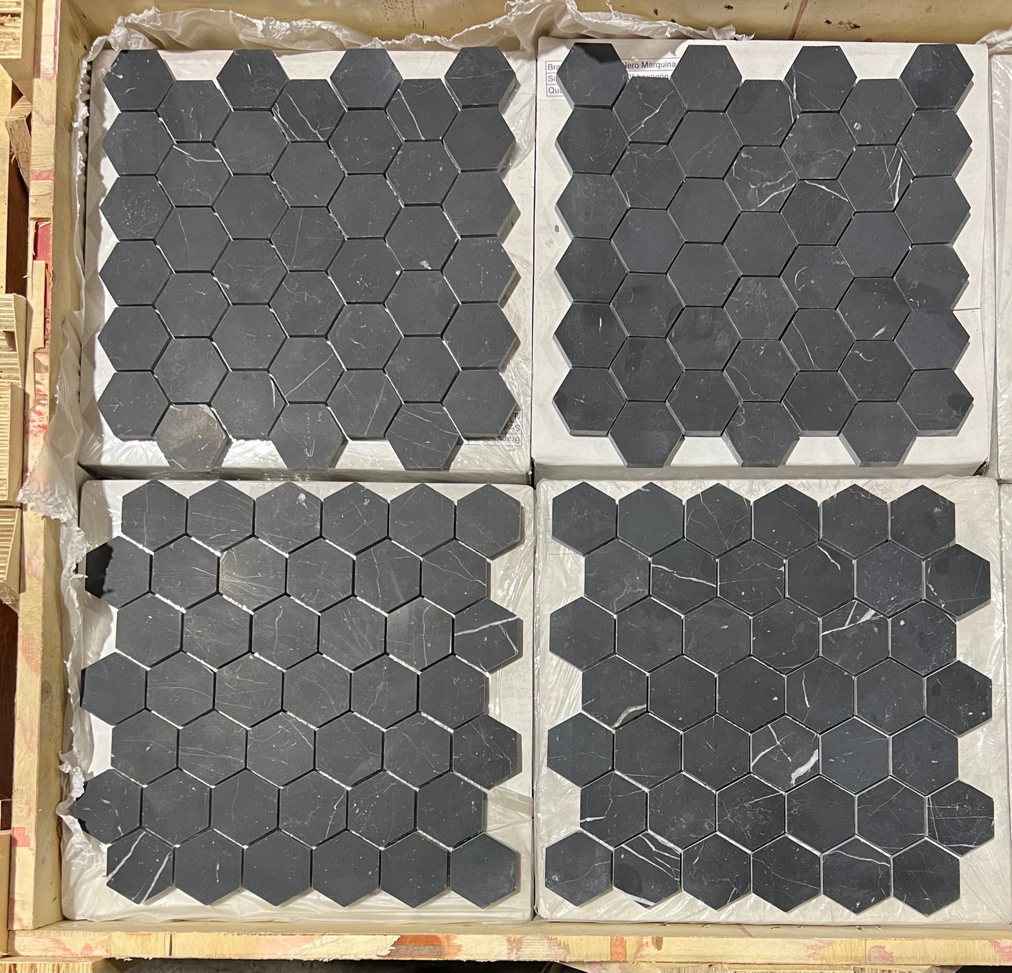 Nero Marquina 2" Hexagon Mosaic