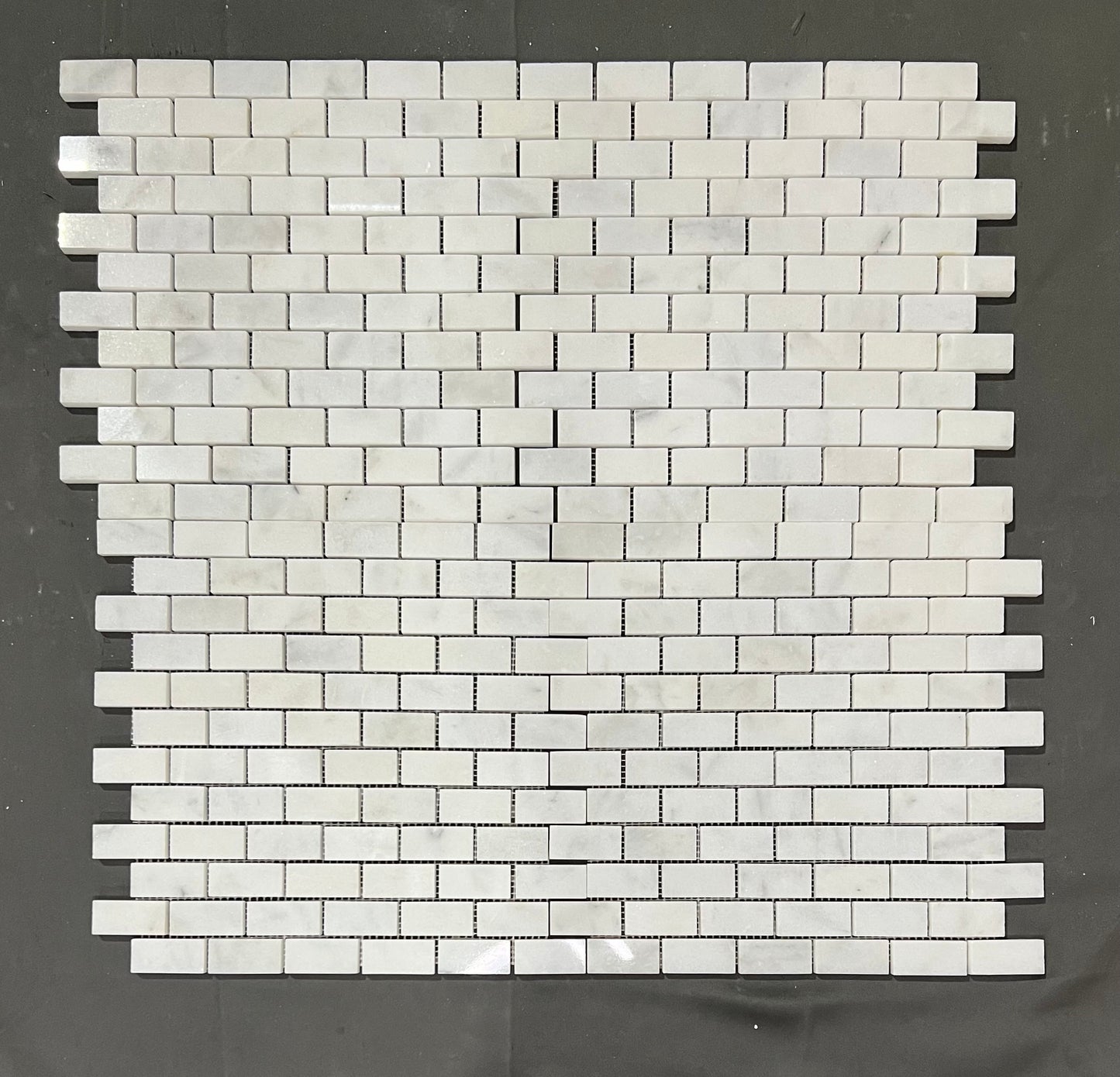 Imperial White Carrara 1x2 Brick Mosaic