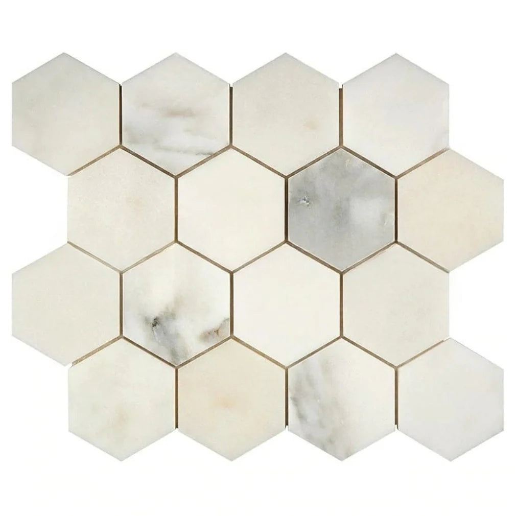 Calacatta Oliva 3'' Hexagon Mosaic