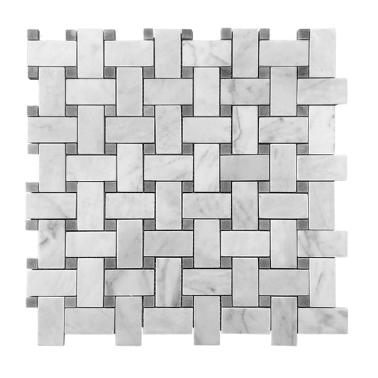 Bianco Carrara 1x2 Basketweave Mosaic