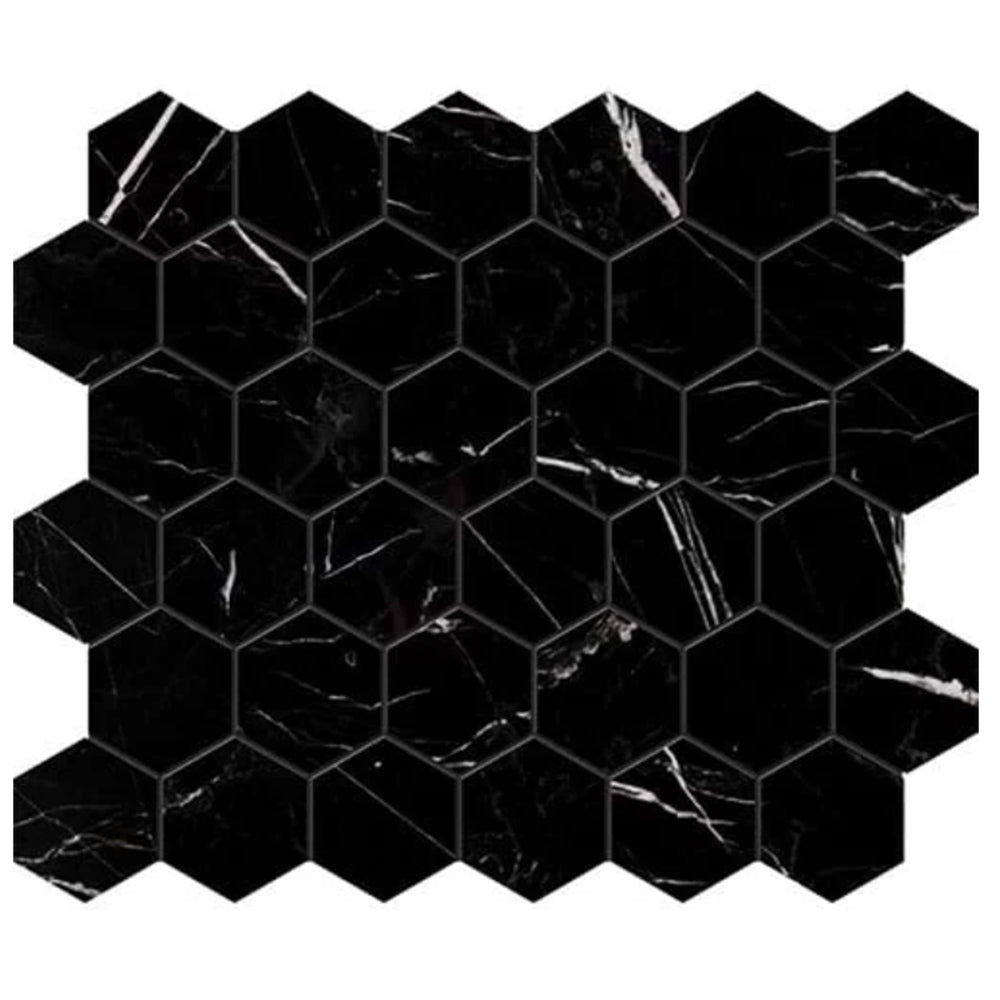 Nero Marquina 2" Hexagon Mosaic